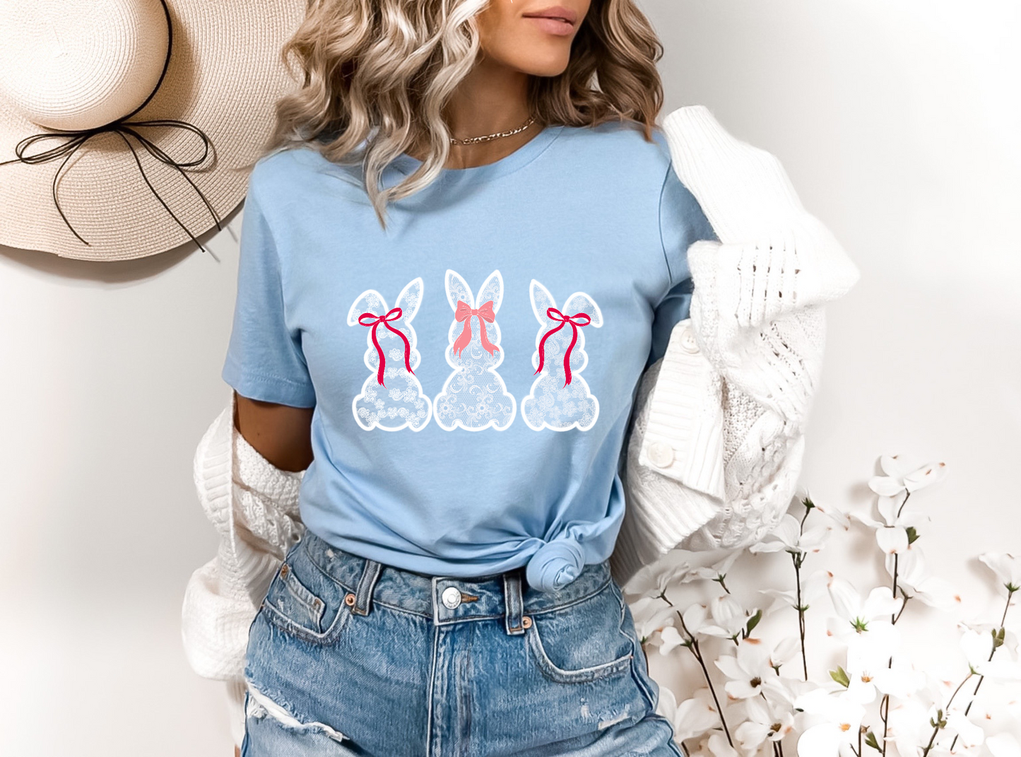 Easter White Bunnies DTF TRANSFER