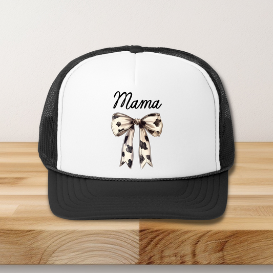 Mama Cow Print Bow Hat Transfers DTF