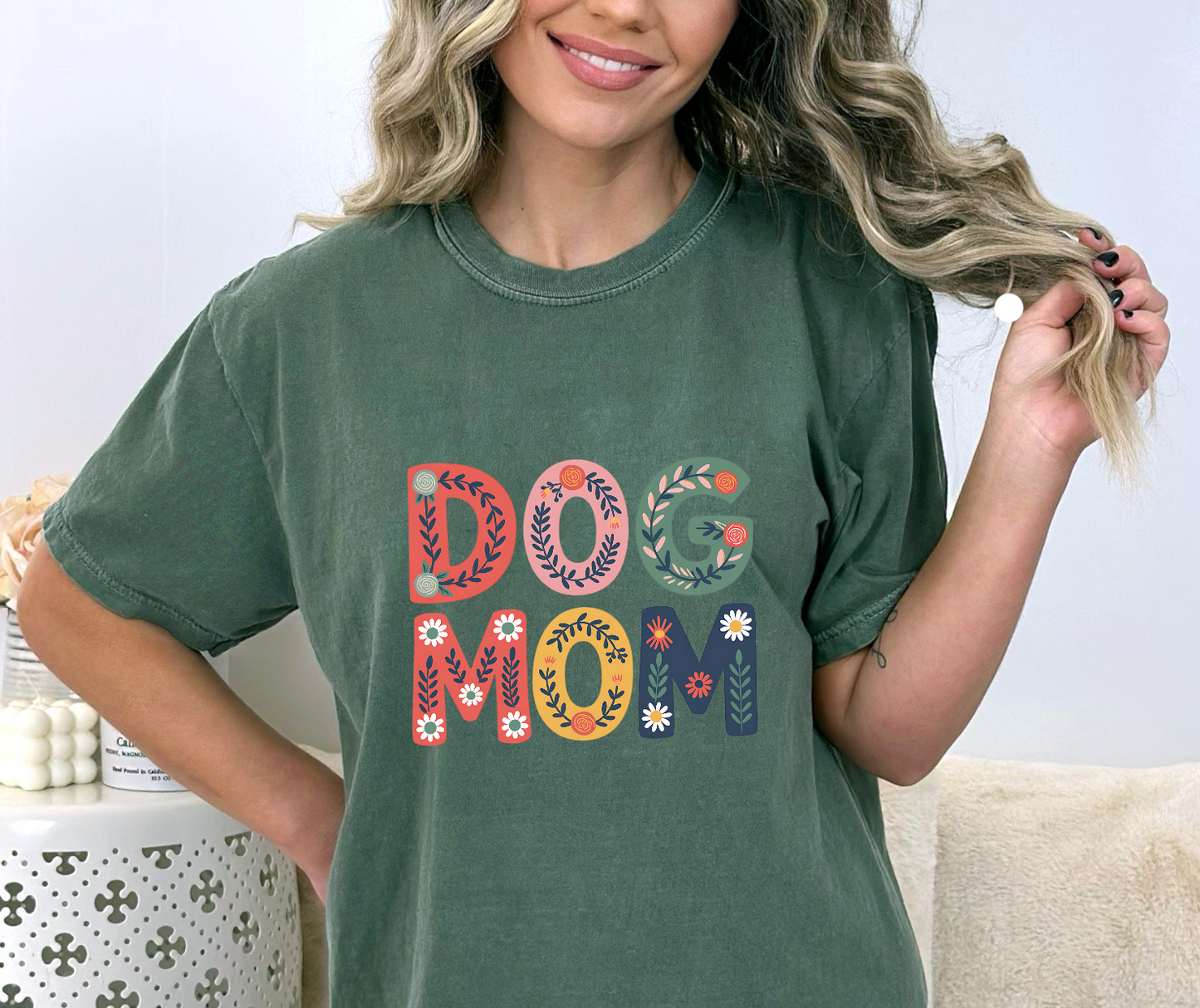 Dog Mom Floral Writing DTF