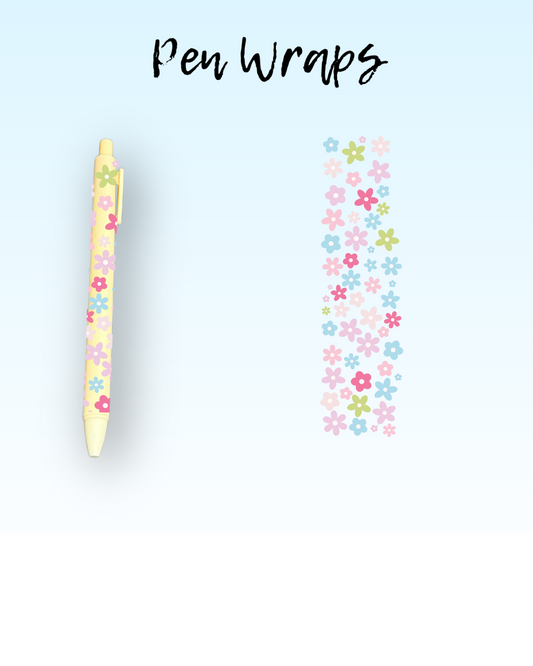 Colorful Flowers Wrap For Ballpoint Pen UV DTF