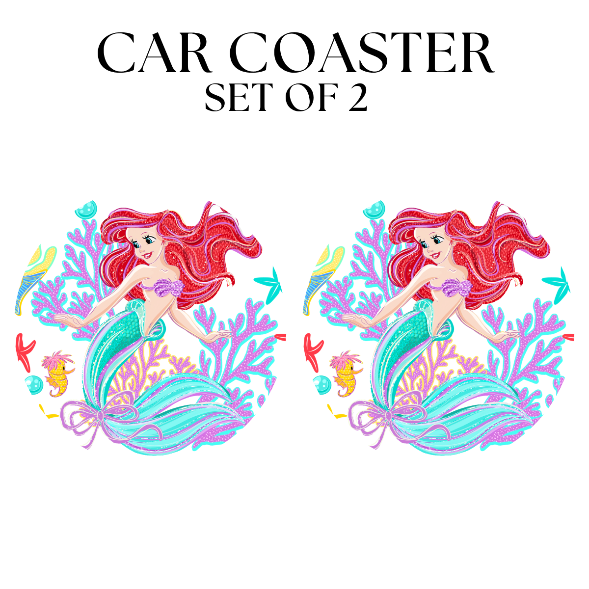 Mermaid UV DTF Car Coaster