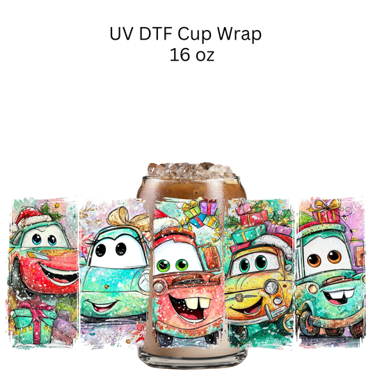 Cars Christmas UV DTF Cup Wrap