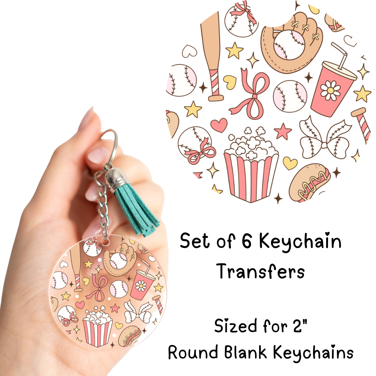 Baseball Red Round Keychain Transfer