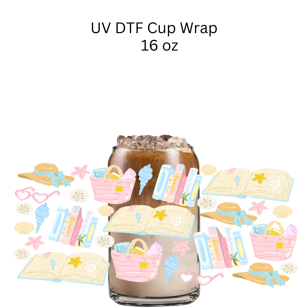 Beach Reading UV DTF Cup Wrap