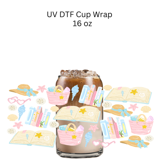 Beach Reading UV DTF Cup Wrap