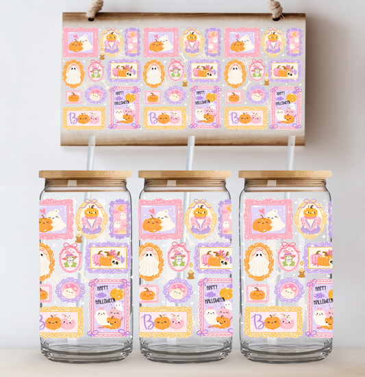 Pink Purple Ghost Frames UV DTF Cup Wrap