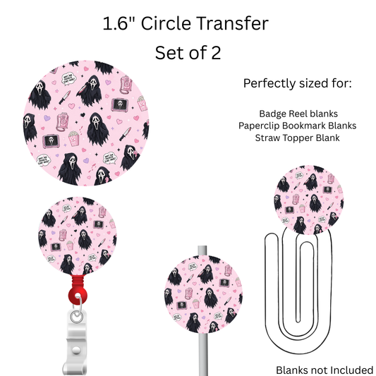 Whats Your Fav Scary Movie  1.6” UV DTF Transfer Set of 2