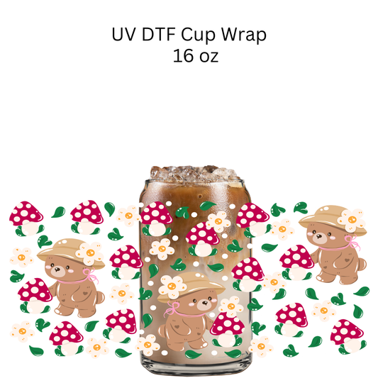 Bear Mushrooms UV DTF Cup Wrap