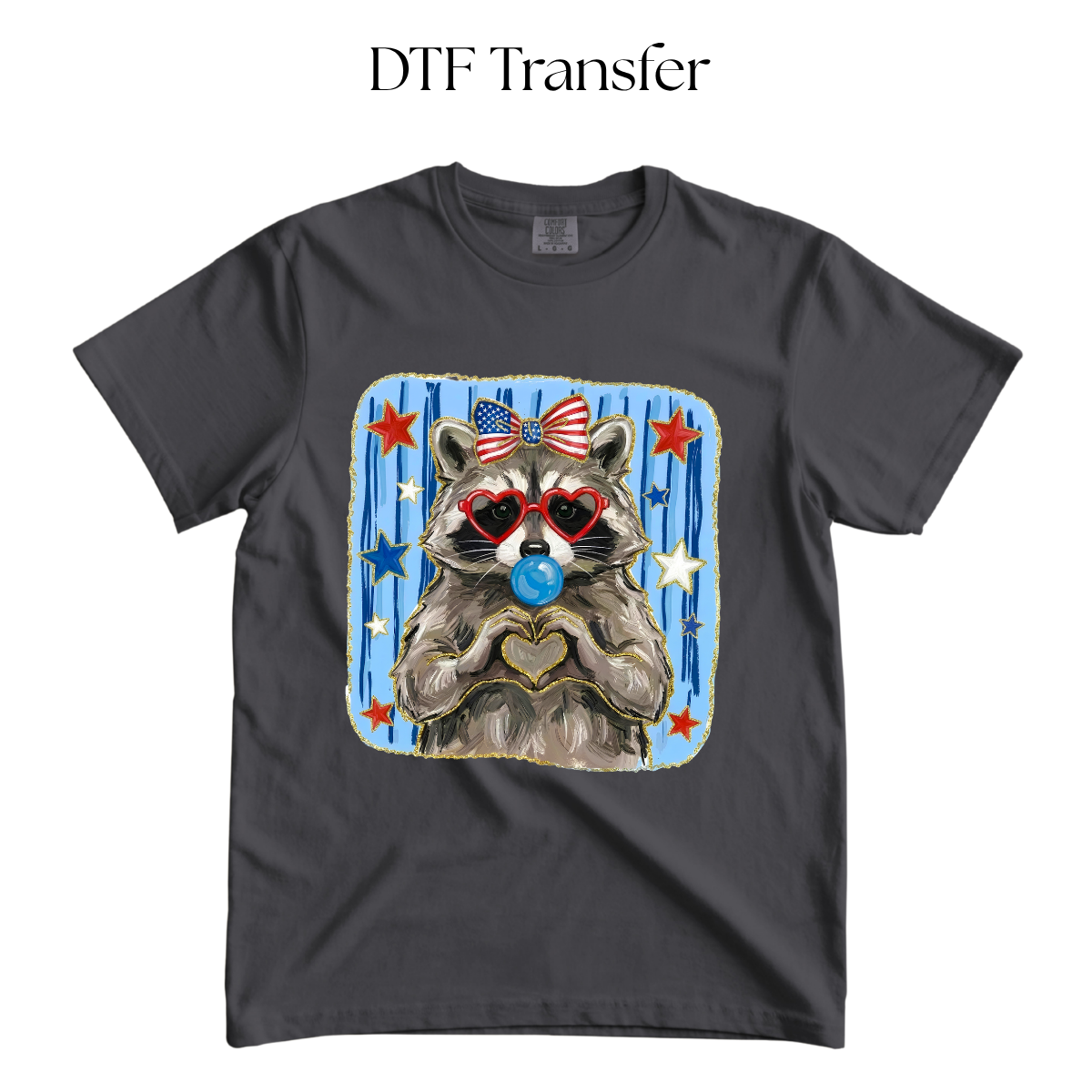 Patriotic Raccoon Bubble DTF Transfers