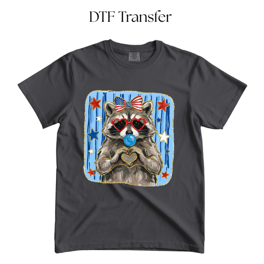Patriotic Raccoon Bubble DTF Transfers