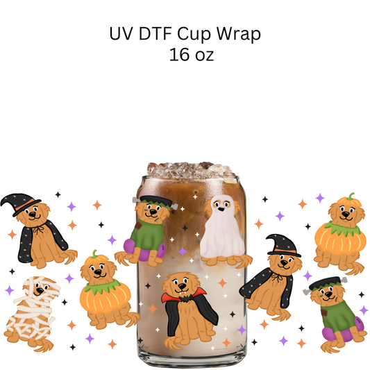 Golden Retriever Halloween Costumes UV DTF Cup Wrap