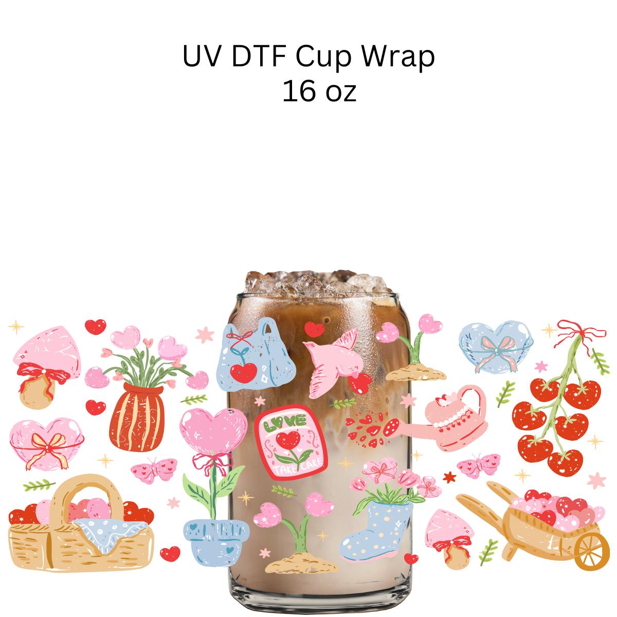 Valentines Fruit Picking UV DTF Cup Wrap