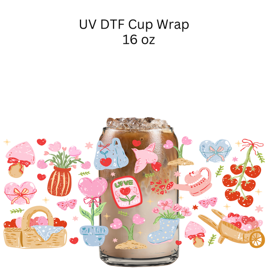 Valentines Fruit Picking UV DTF Cup Wrap