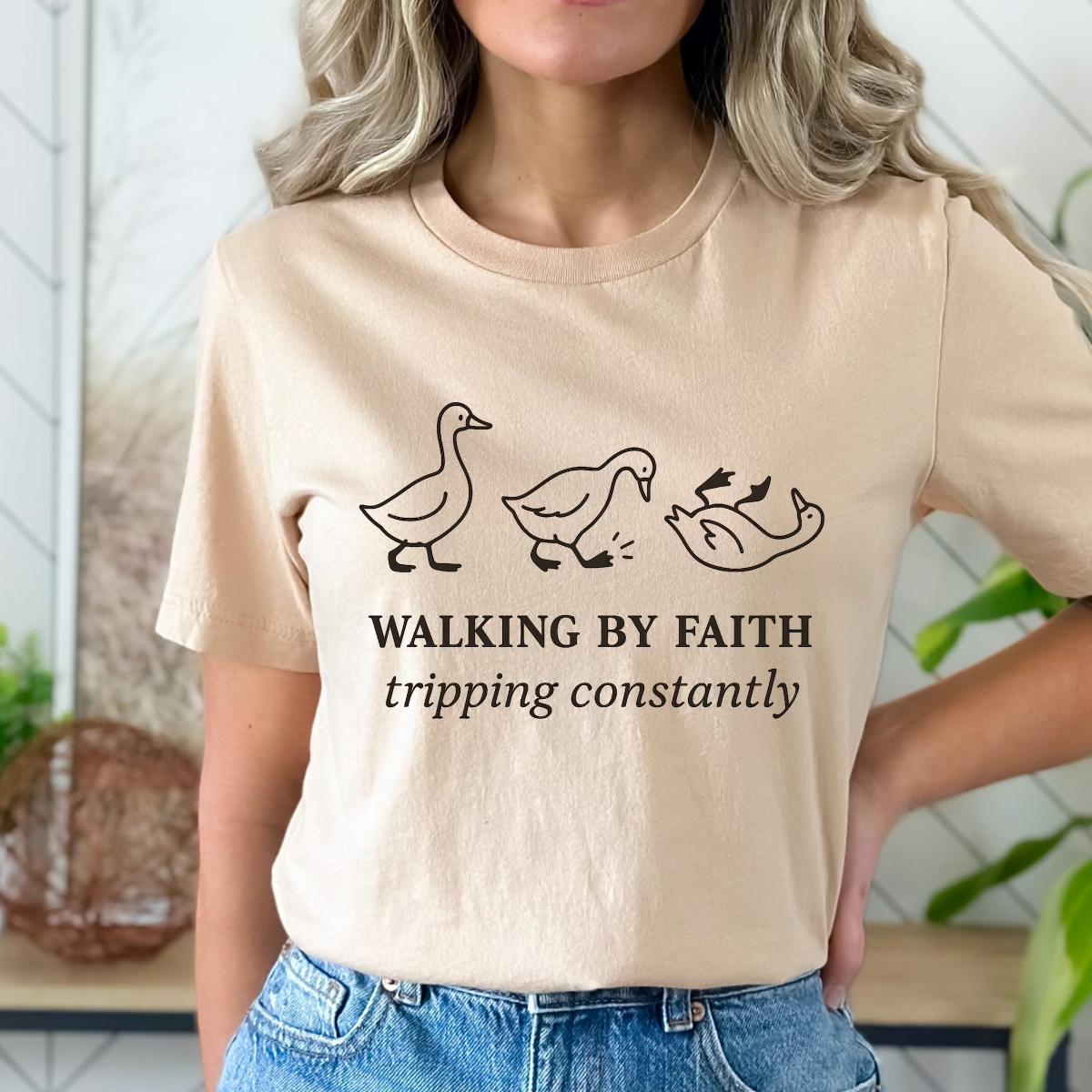 Walking by Faith tripping Constantly SINGLE Color DTF Transfer