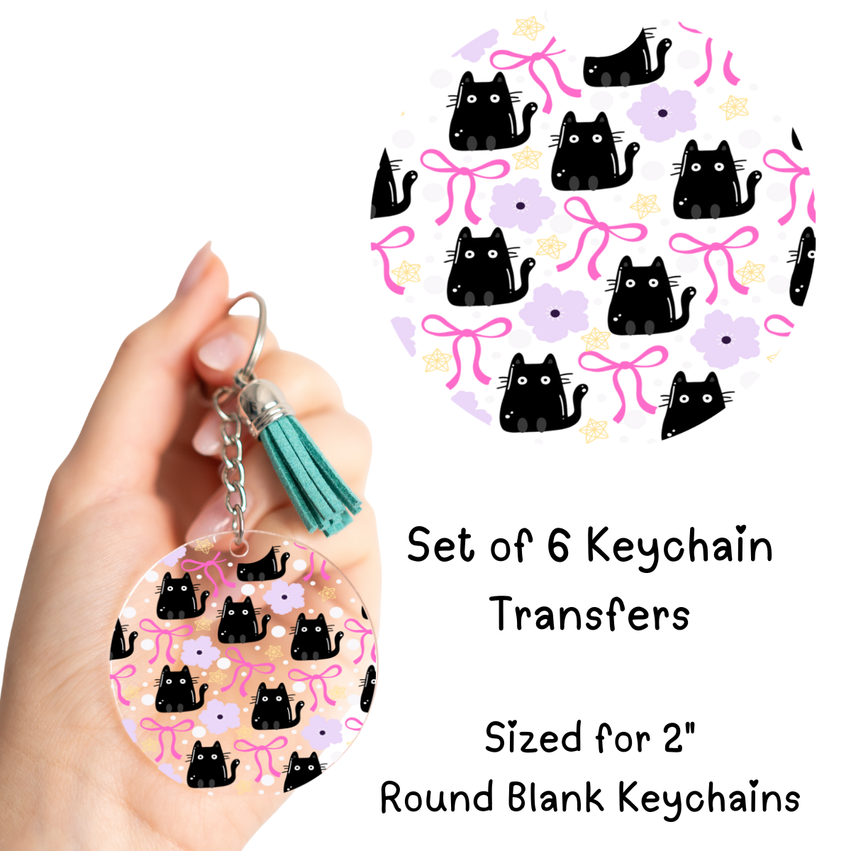 Cats and Bows Keychain UV DTF Transfers