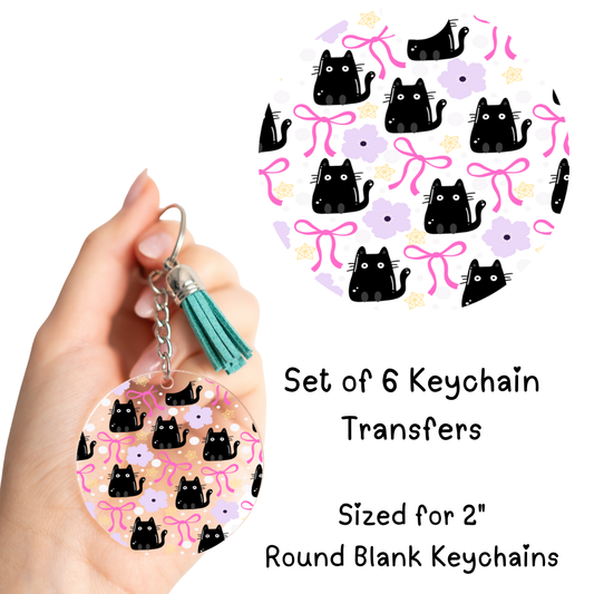 Cats and Bows Keychain UV DTF Transfers