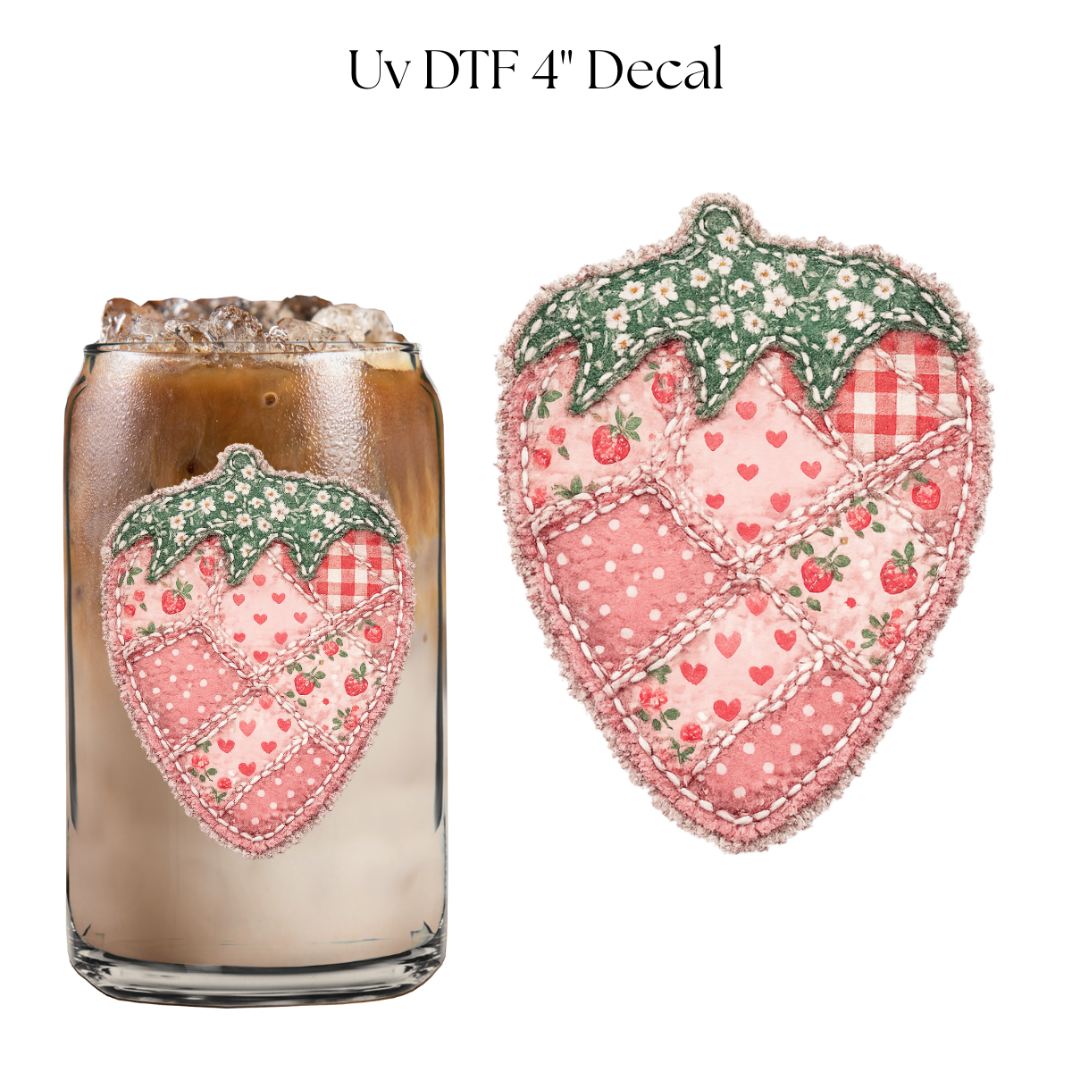 Strawberry Quilt 4” UV DTF Decal