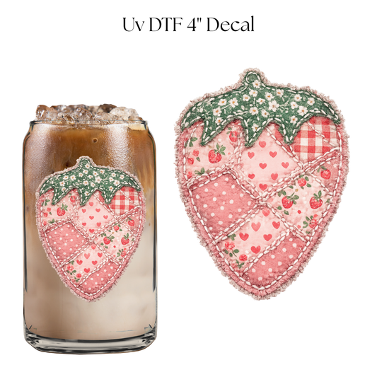 Strawberry Quilt 4” UV DTF Decal