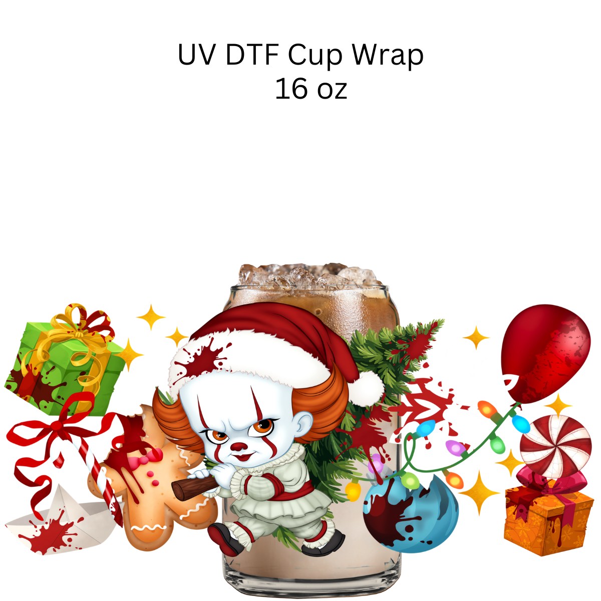 Penny Clown Christmas UV DTF Cup Wrap
