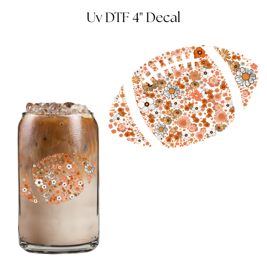 Floral Fall Football 4” UV DTF Decal