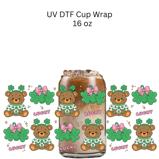 Lucky Teddy Bears UV DTF Cup Wrap