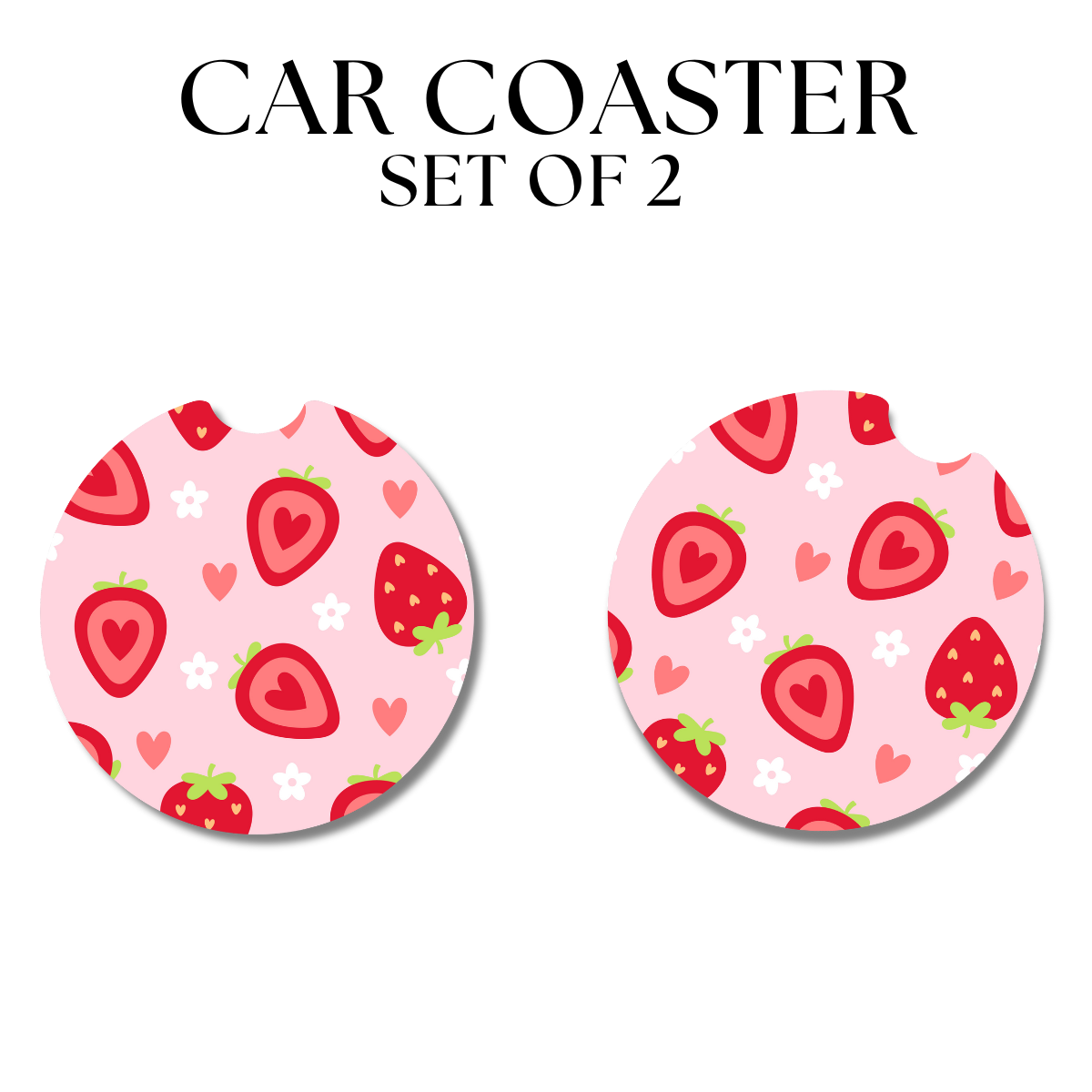 Heart Strawberry Coaster UV DTF Transfer