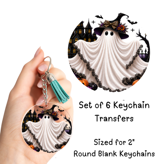 Ghost Black Castle Round Keychain Transfer Set of 6