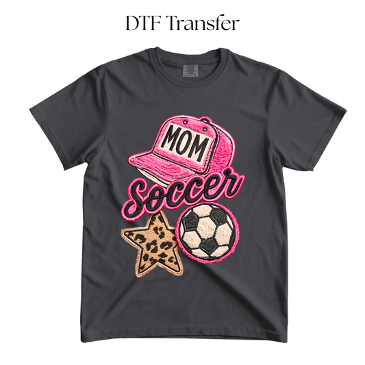 Pink Soccer Faux Knit DTF Transfer