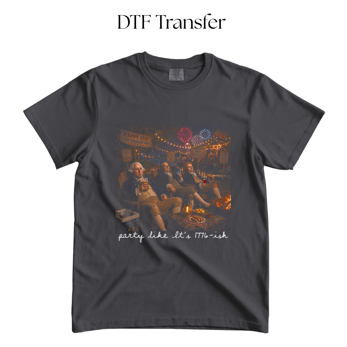Party like its 1776 (press on black) DTF Transfer
