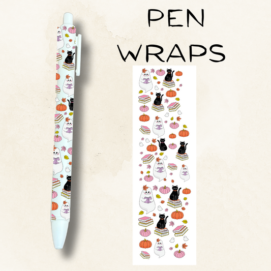 Reading Ghost Pumpkin  UV DTF Wrap For Ballpoint Pen