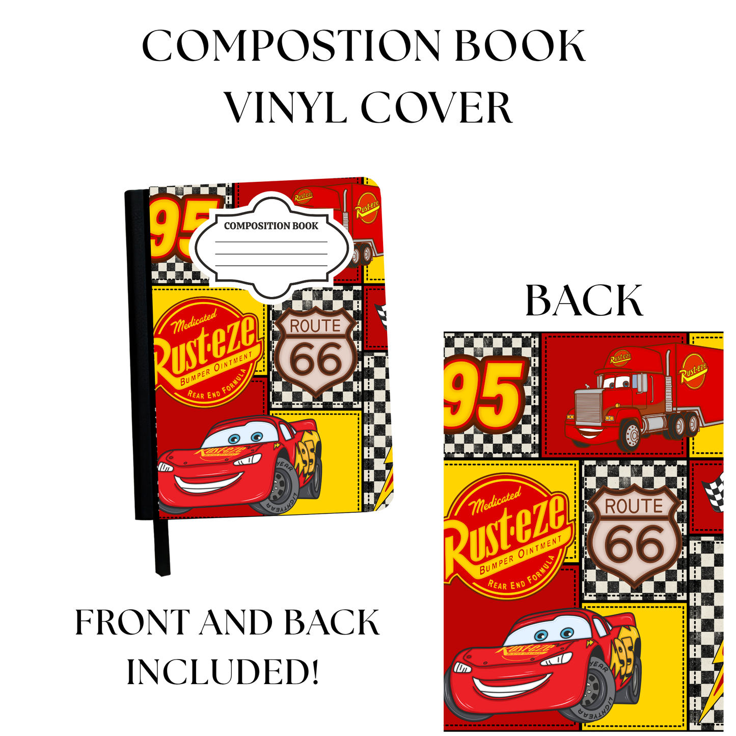 Red Car Composition Book Sticker UV PRINTED