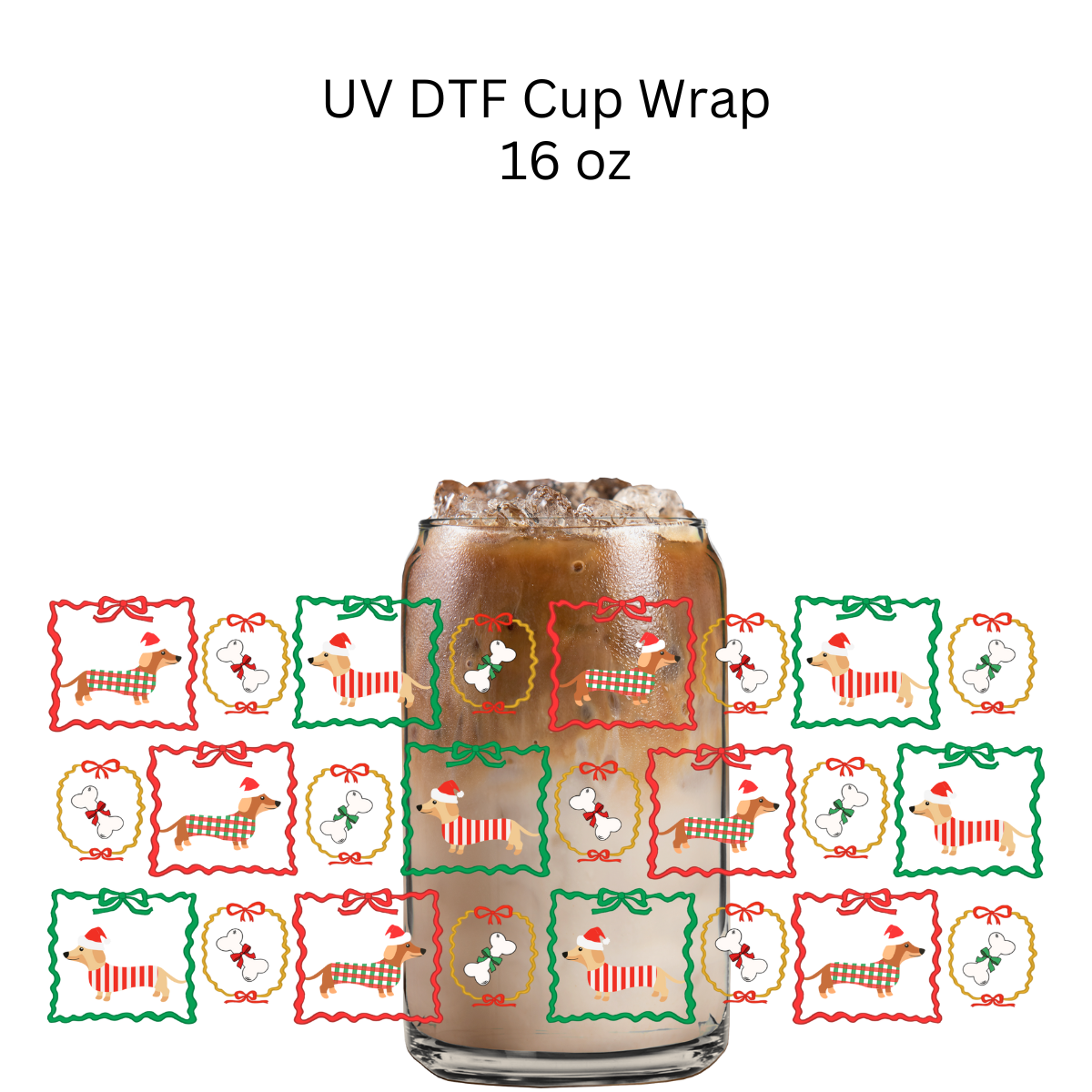 Dogs Christmas UV DTF Cup Wrap