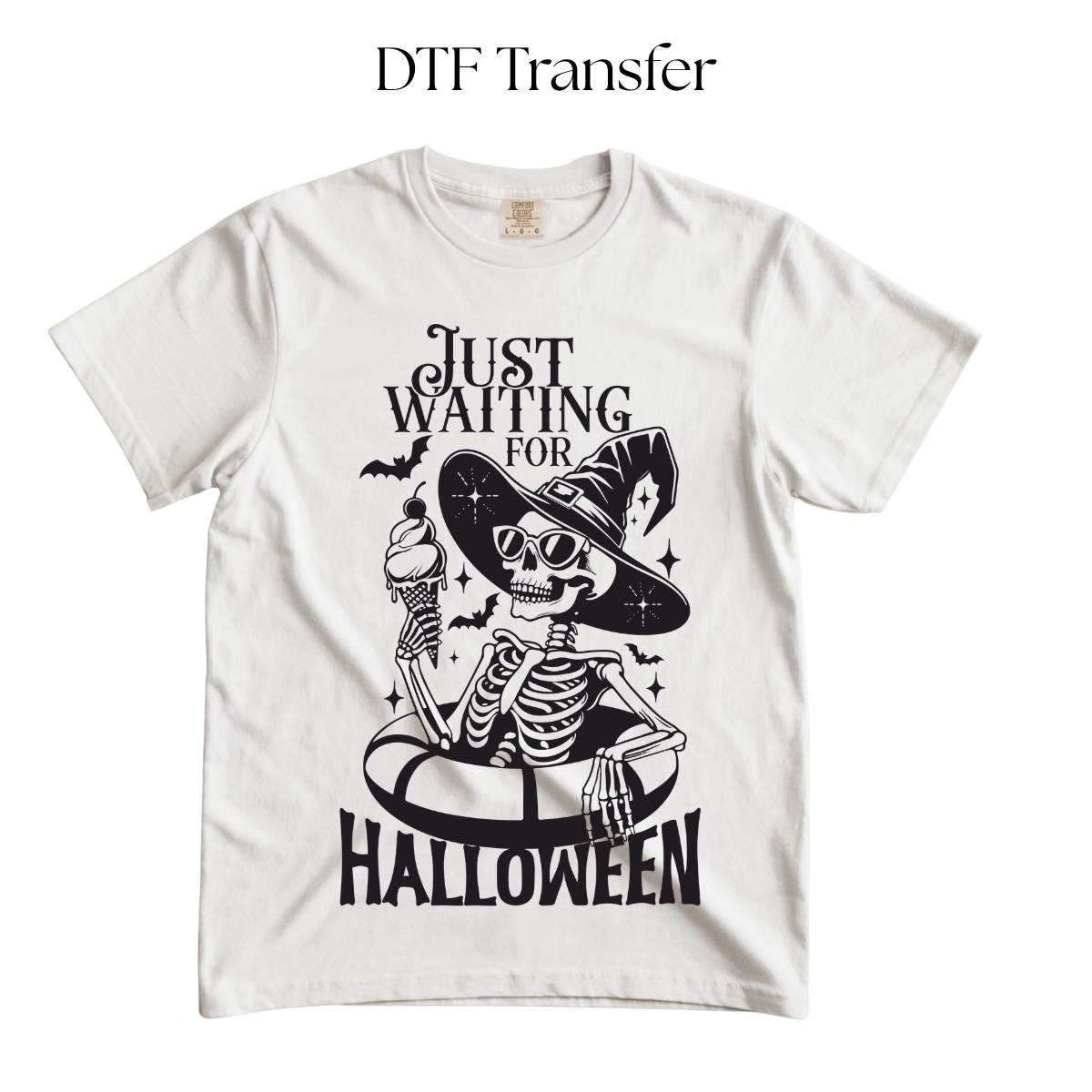 Skeleton Just Waiting For Halloween DTF TRANSFER
