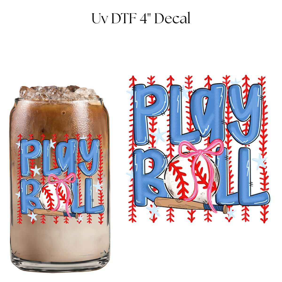 Play Ball Baseball 4” UV DTF Cup Decal