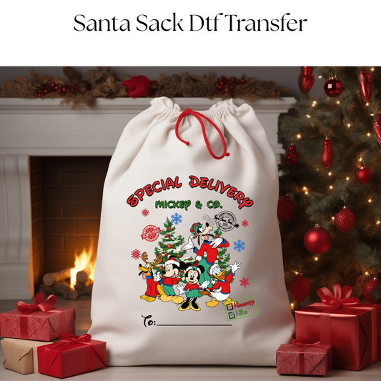Magical Mouse Santa Sack DTF Transfer