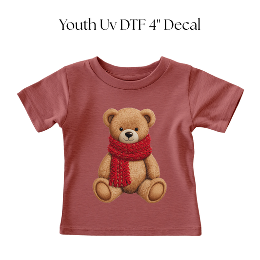 YOUTH Winter Scarf Bear DTF Transfer