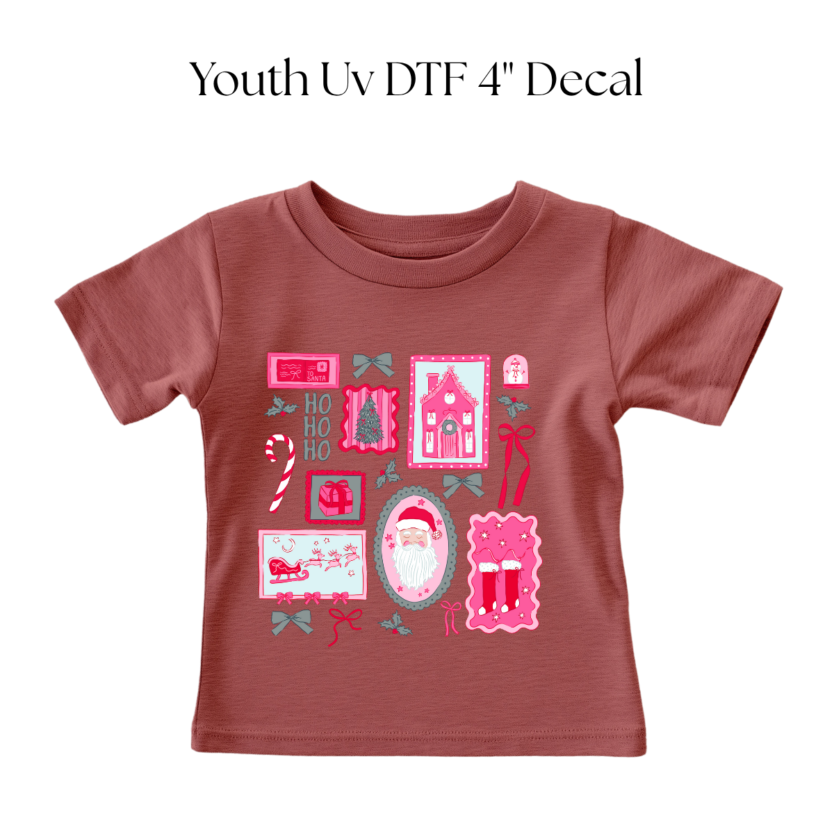 YOUTH Ho Ho Ho Pink Christmas Frames DTF Transfer