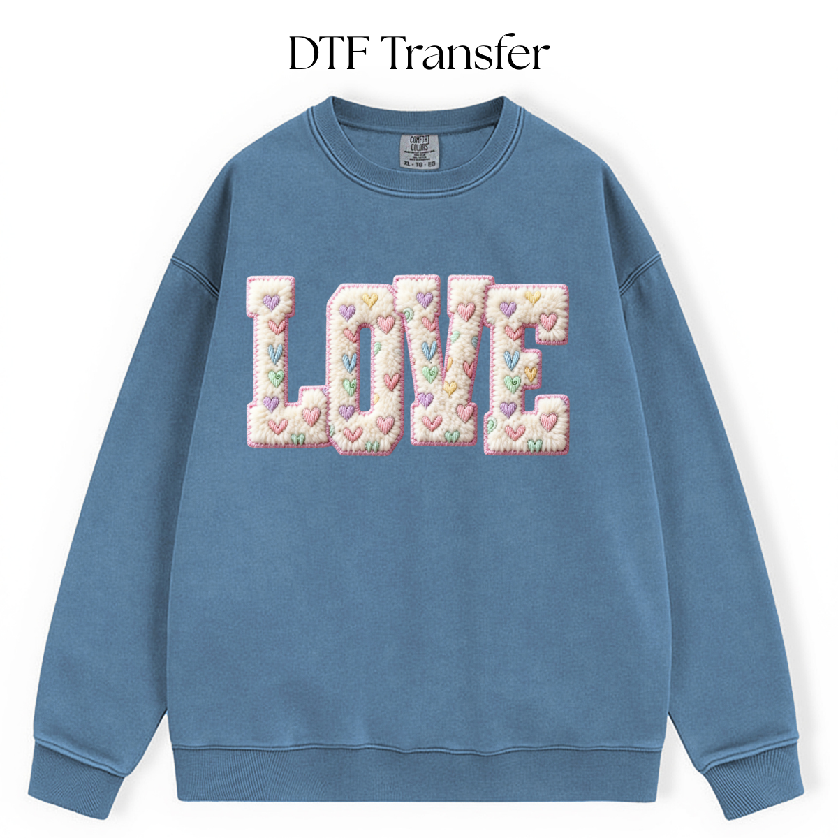 White LOVE Faux Patch DTF Transfer