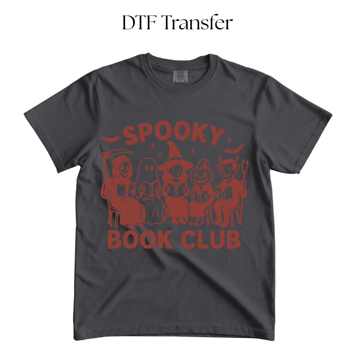 Red Spooky Book Club Single Color DTF Transfer