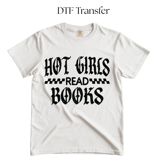 Hot Girls Read Books Single Color DTF Transfer