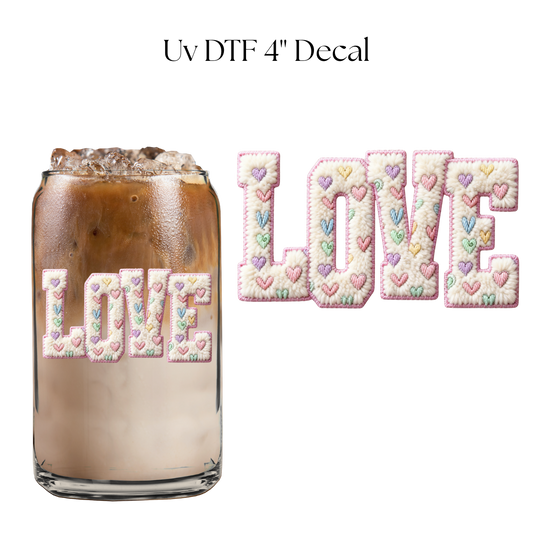 White Love 4” UV DTF Decal