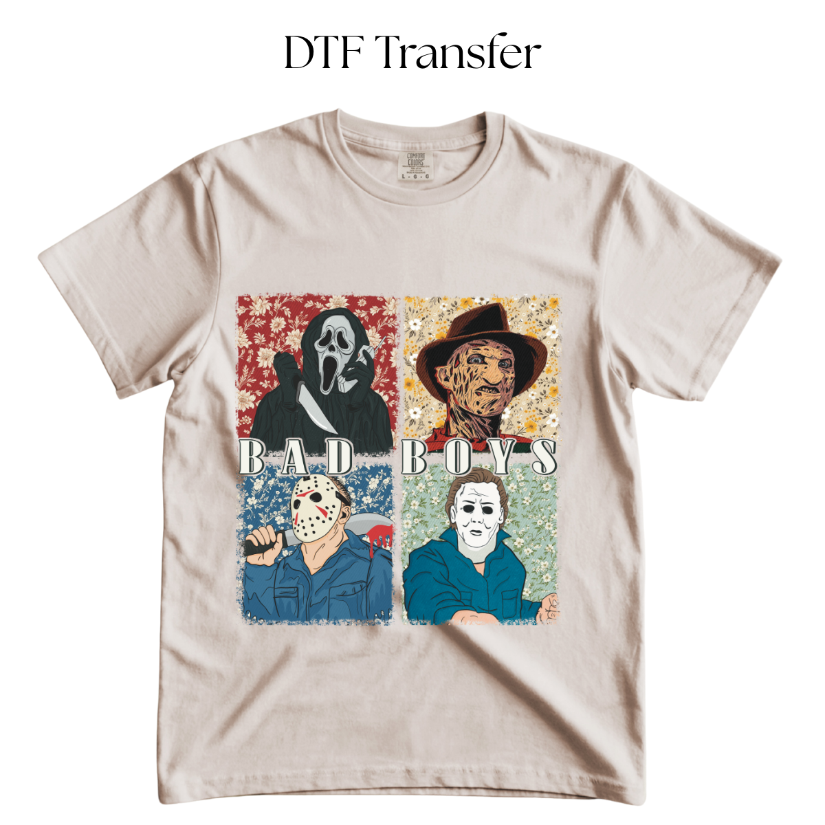 Floral Squares Bad Boys DTF Transfer