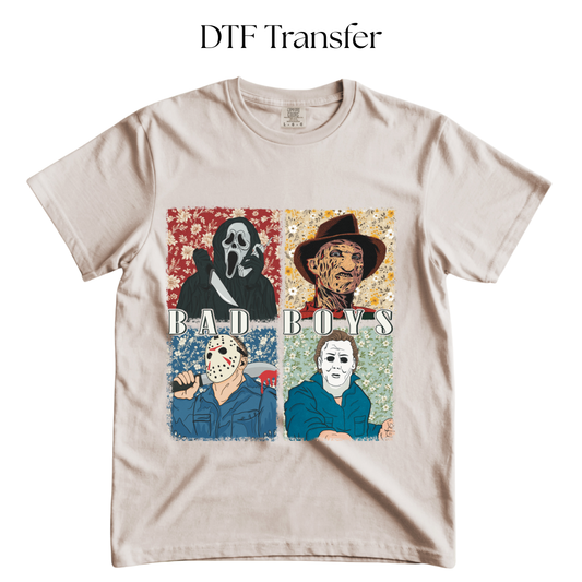 Floral Squares Bad Boys DTF Transfer