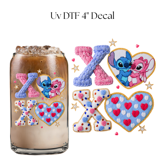 XOXO Blue and Pink Alien 4” UV DTF Decal