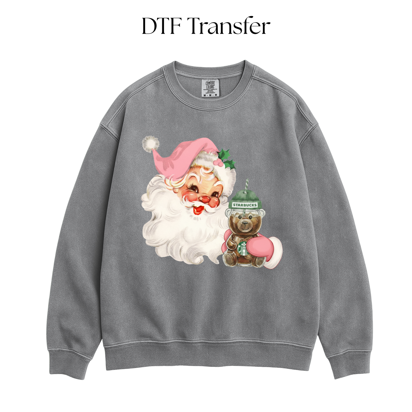 Santa Coffee Bear DTF Transfer