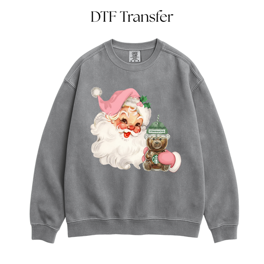 Santa Coffee Bear DTF Transfer