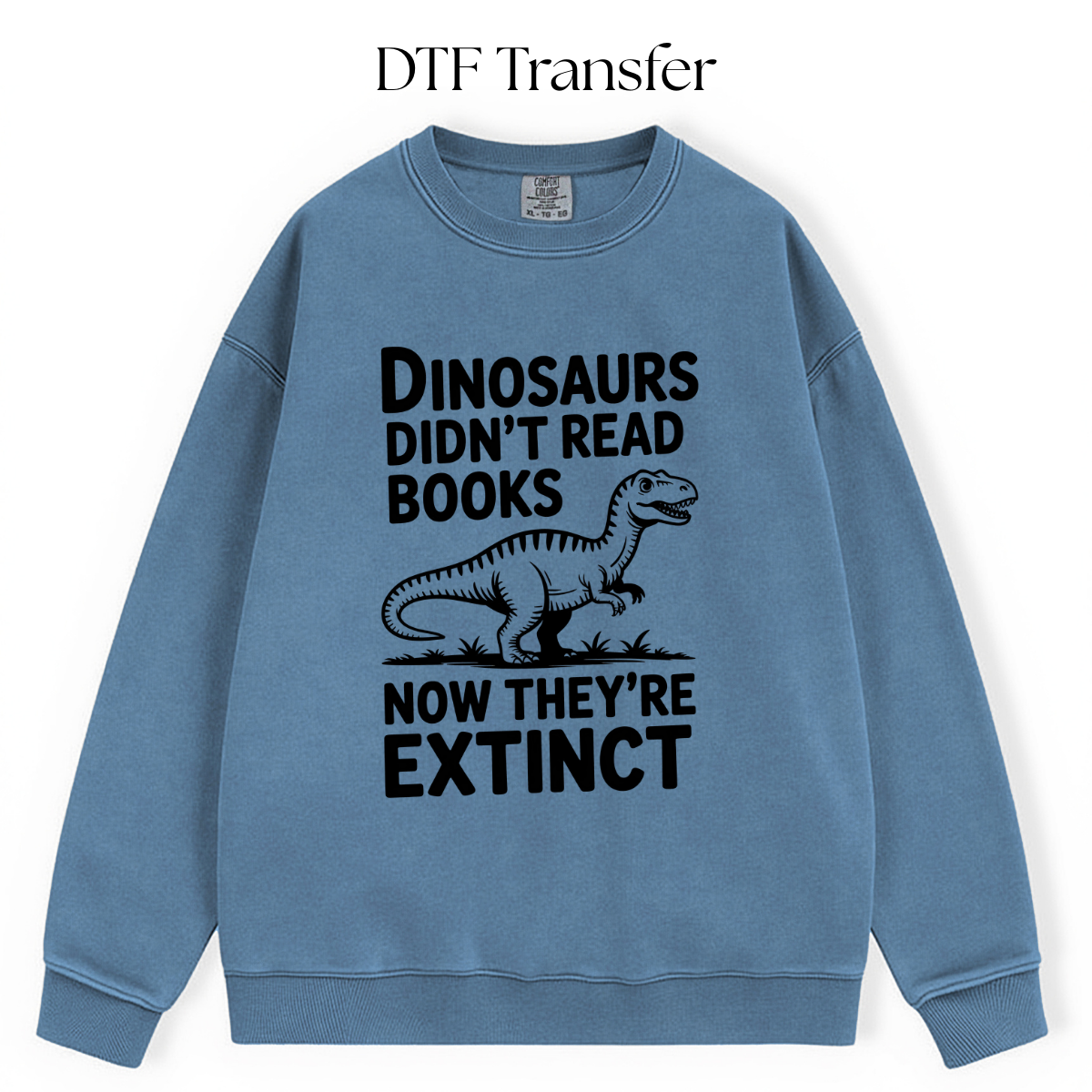 Dinosaurs Didnt Read Books Single Color DTF Transfer