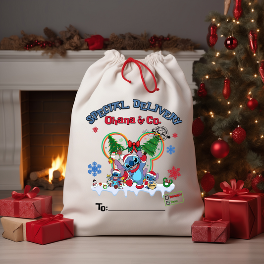 Blue Creature Santa Sack DTF