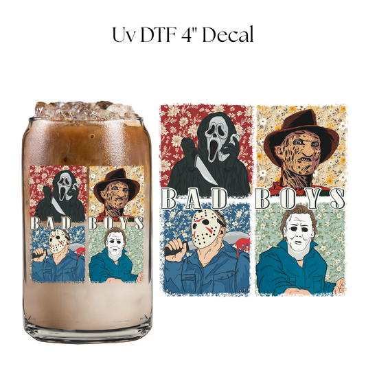 Floral Squares Bad Boys 4” UV DTF Decal