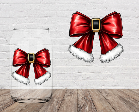 Santa Bow DOUBLE SIDED 4" UV DTF